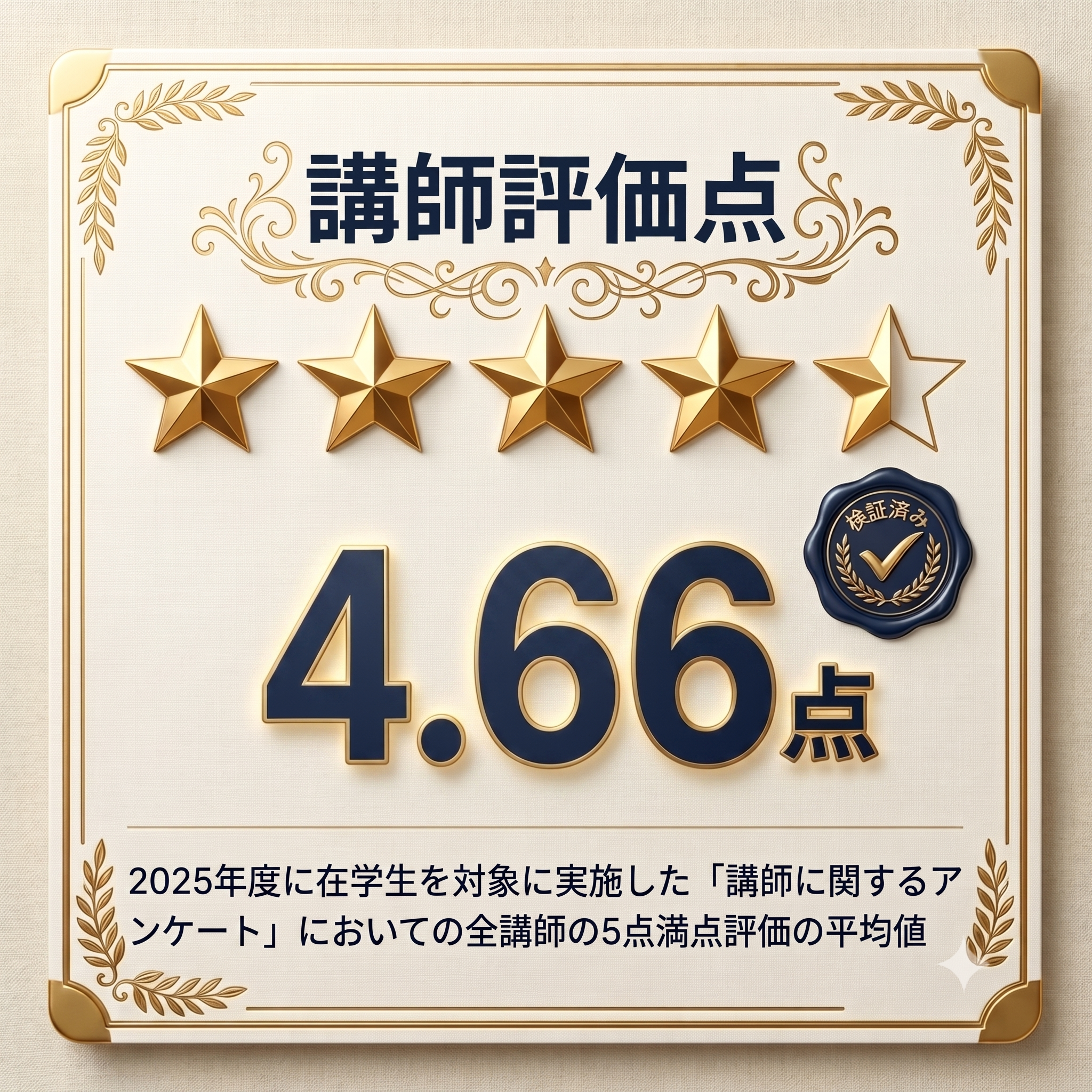 講師満足度は96.6％