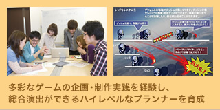 多彩なゲームの企画・制作実践を経験し、総合演出ができるハイレベルなプランナーを育成